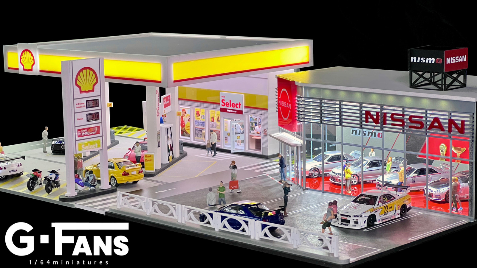 1/64 Diecast Car Garage Model LED City Street Parking Lot Scene Gifts US Diorama