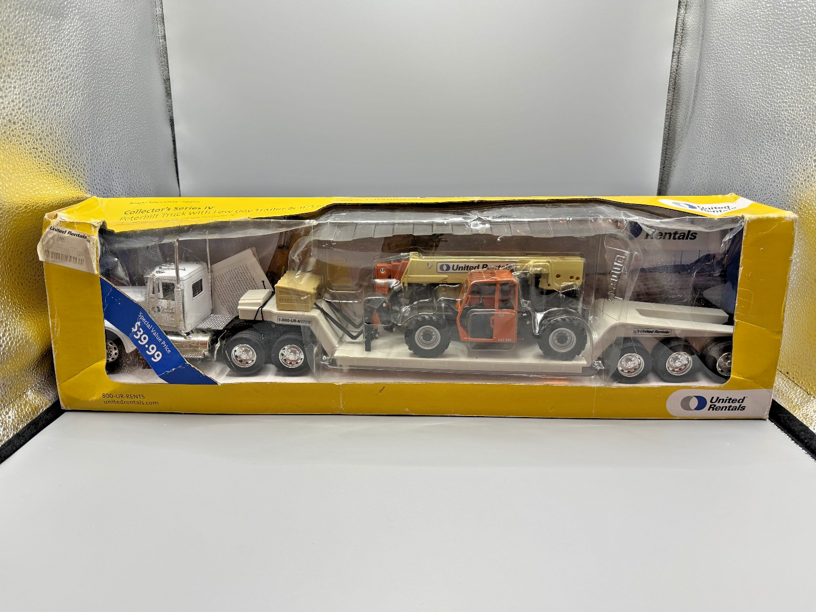 United Rentals Collector’s Series IV Peterbilt Truck with Low Boy Trailer & Tele