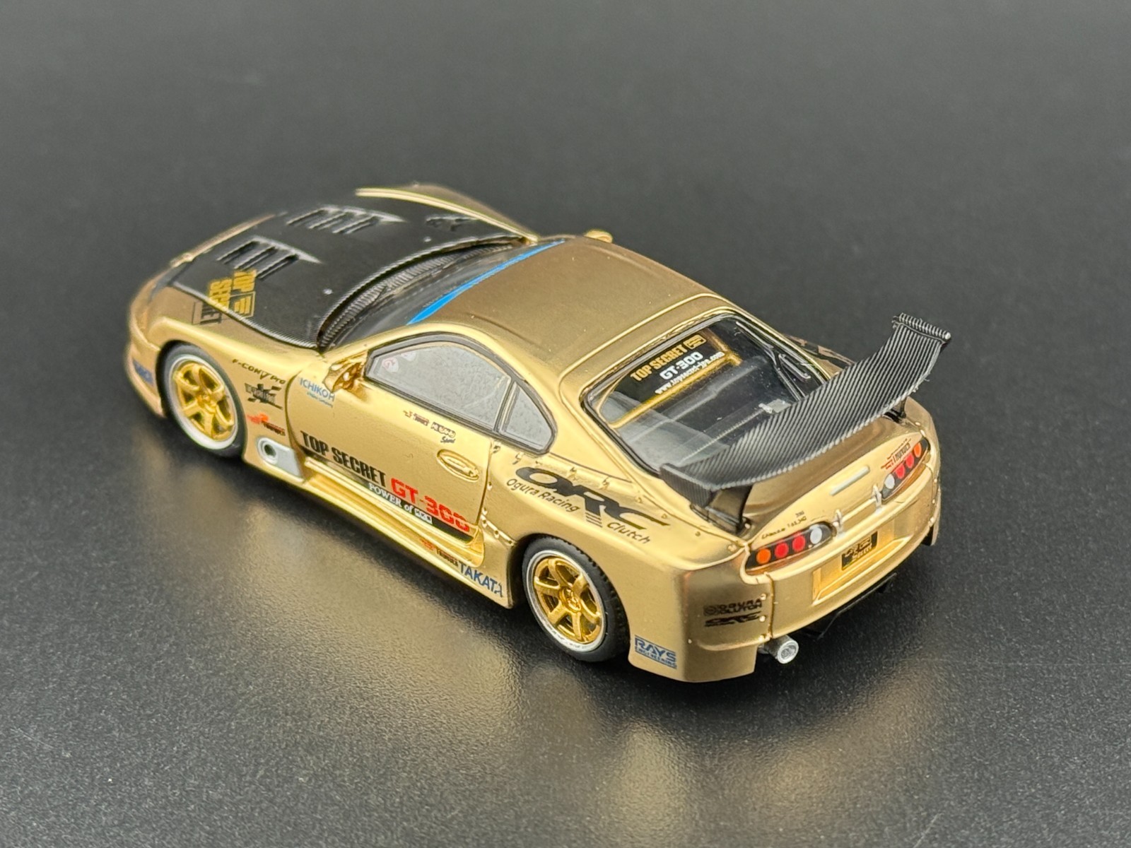 Pop Race Top Secret GT300 Supra Gold with Carbon Hood PR640277 1/64