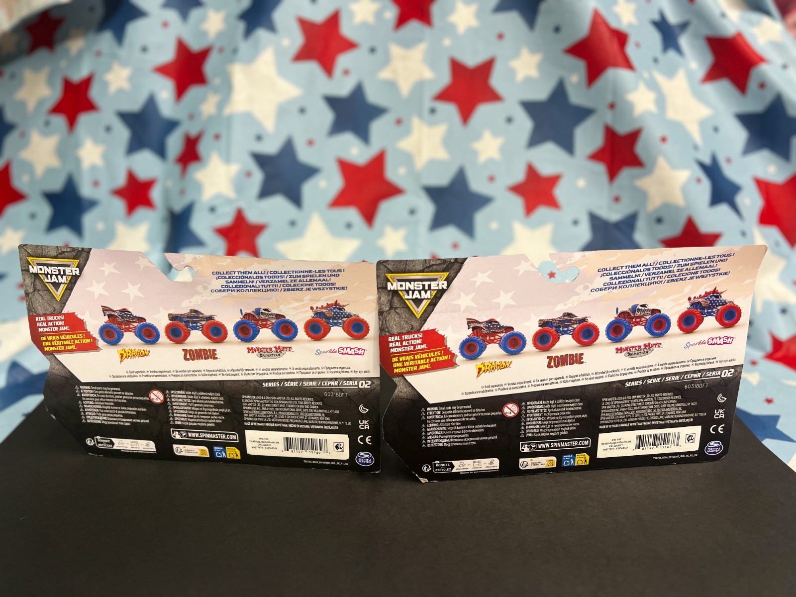 Monster Jam Stars & Stripes Series 2. 1/64 scalr Diecast Trucks.