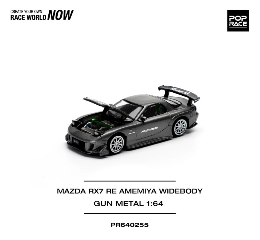 Pop Race Mazda RX7 RE-AMEMIYA Gun Metal 640255 1/64
