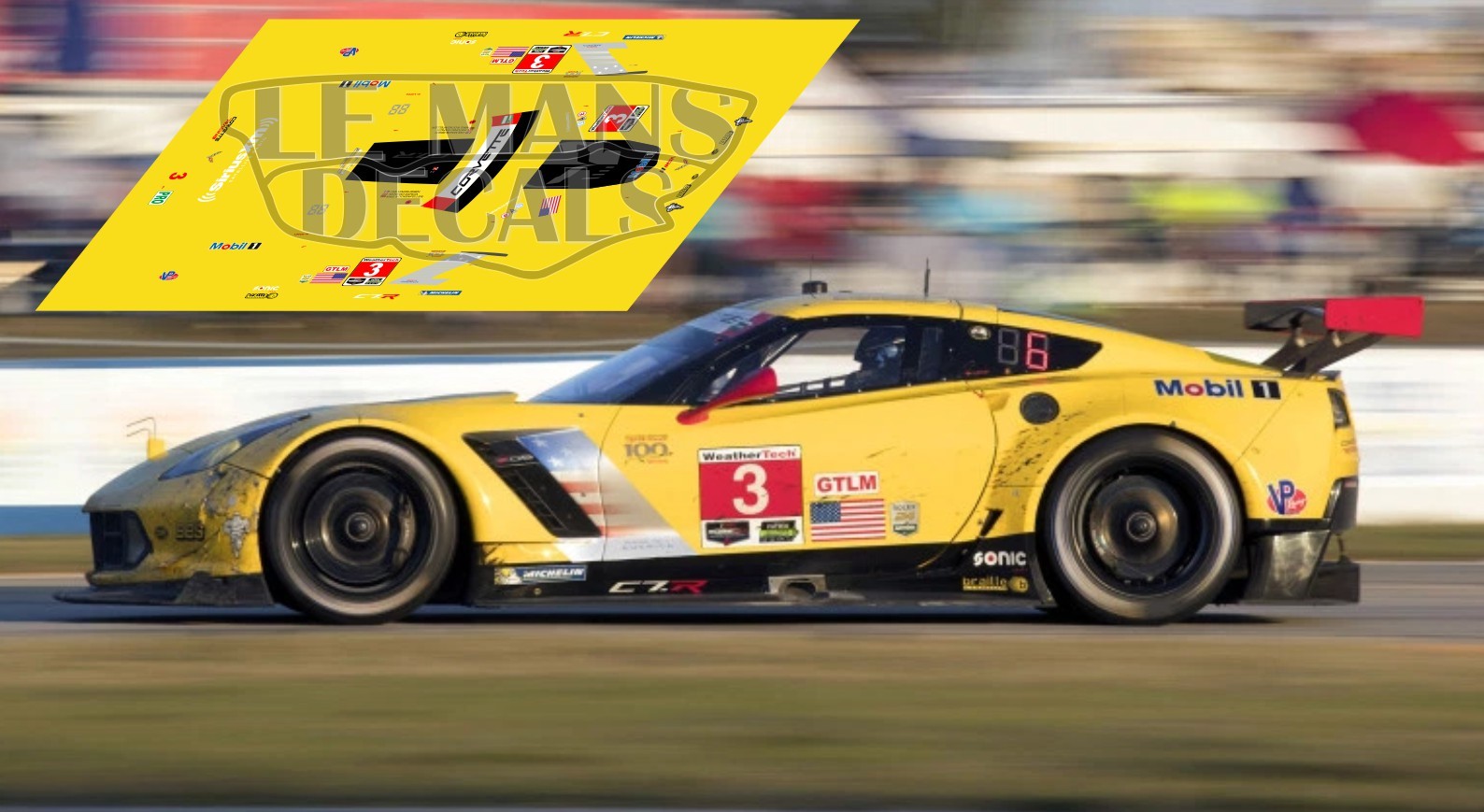 Decals Corvette C7R 12h Sebring 2017 1:32 1:24 1:43 1:18 C7 R Chevrolet decals