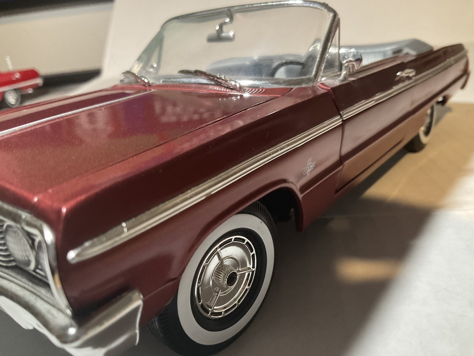 ERTl 1/18 1964 Impala Convertible SS. Plum Red, No BOX, Good Condition