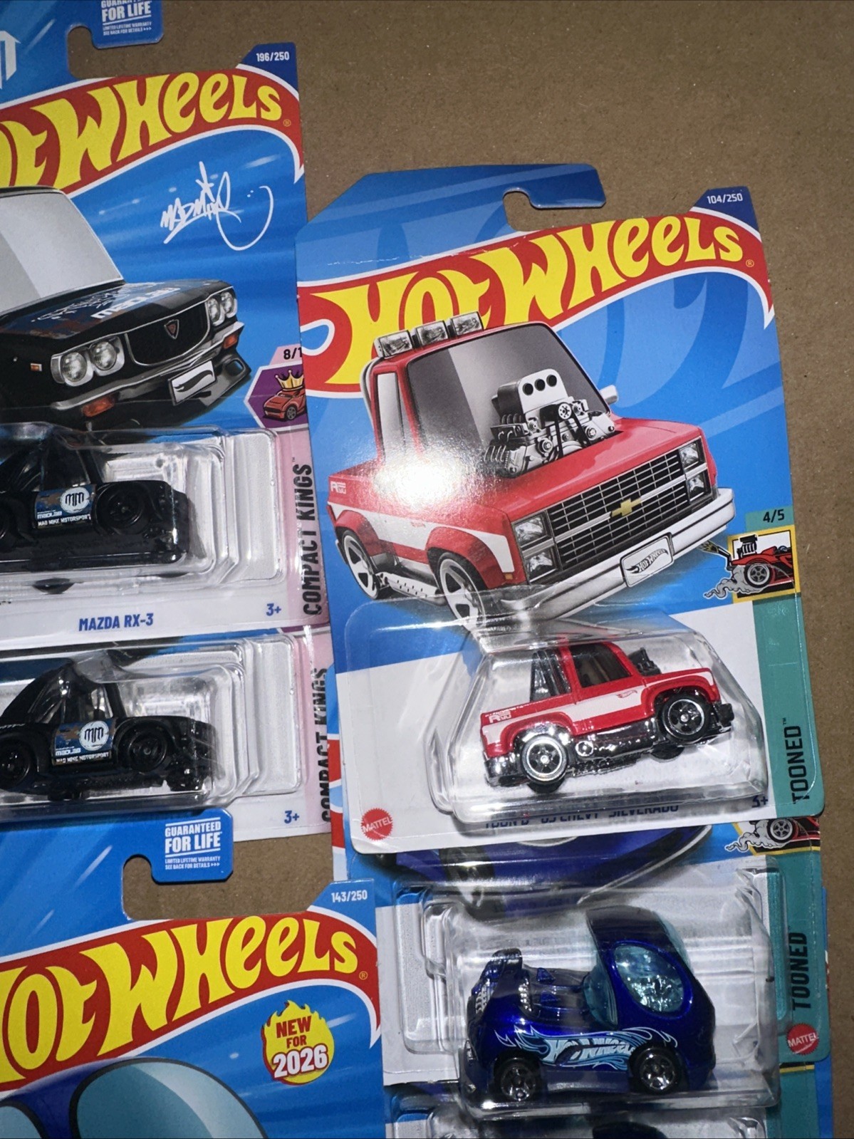 2026 Hot Wheels Mazda Rx-3 Toned Blue, Black, Tooned Too’nd, Chevy 27 Cars