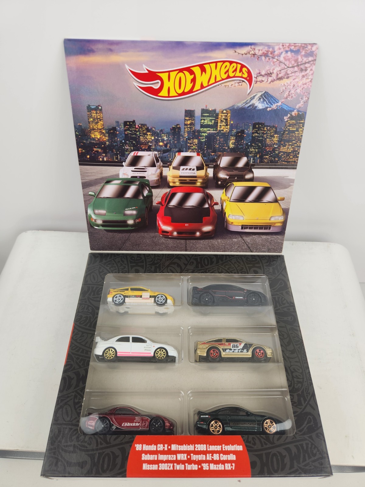 Hot Wheels Japanese Cars Box Set 6 Honda Subaru Mazda Toyota Mitsubishi Nissan