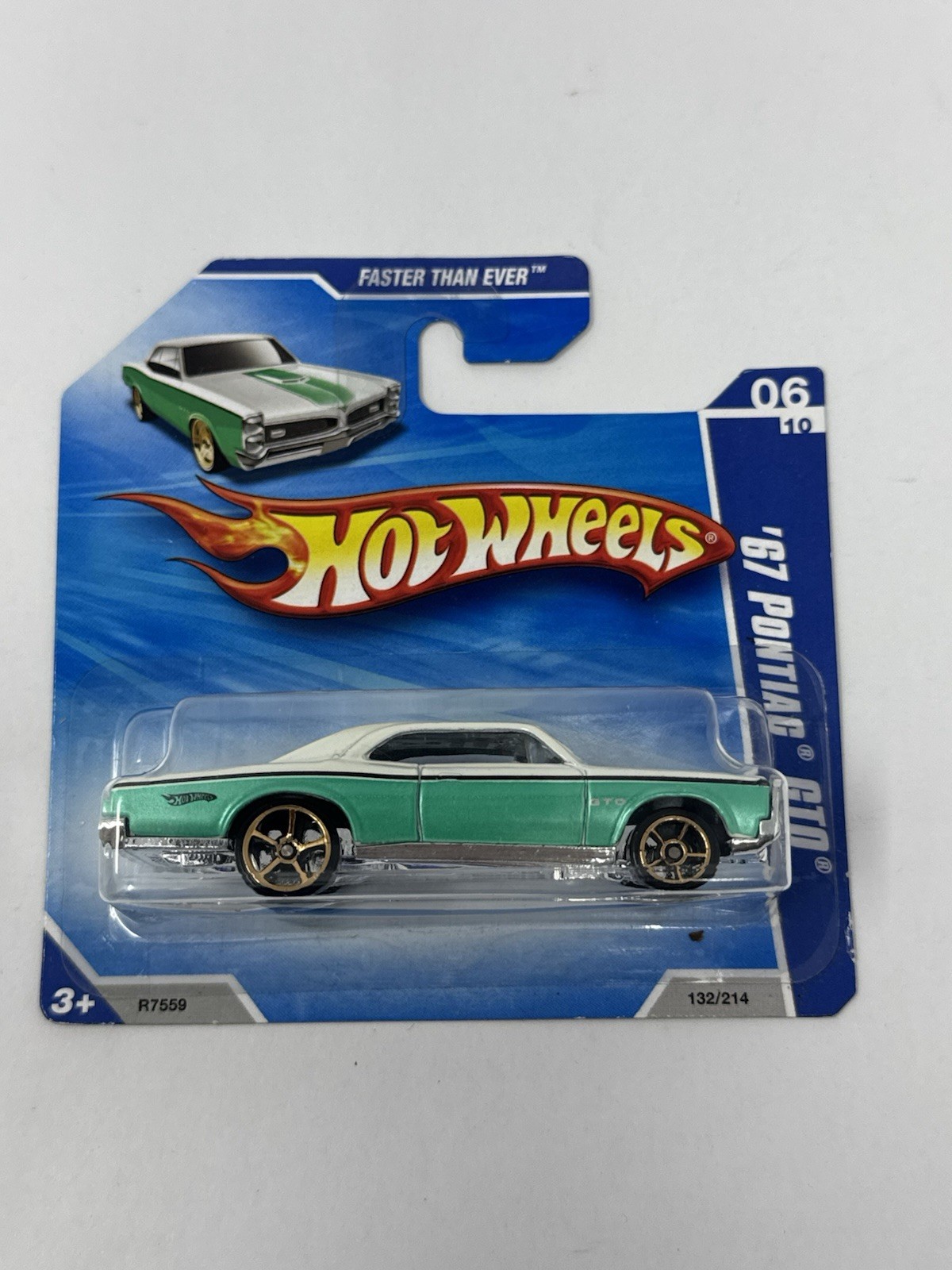 Hot Wheels Faster Than Ever Aqua Teal ‘67 Pontiac GTO #132 Short Card TB