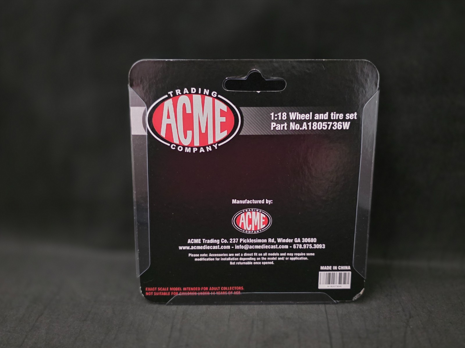 ACME 1:18 Scale “Dog Dish” Wheel and Tire Set – A1805736W