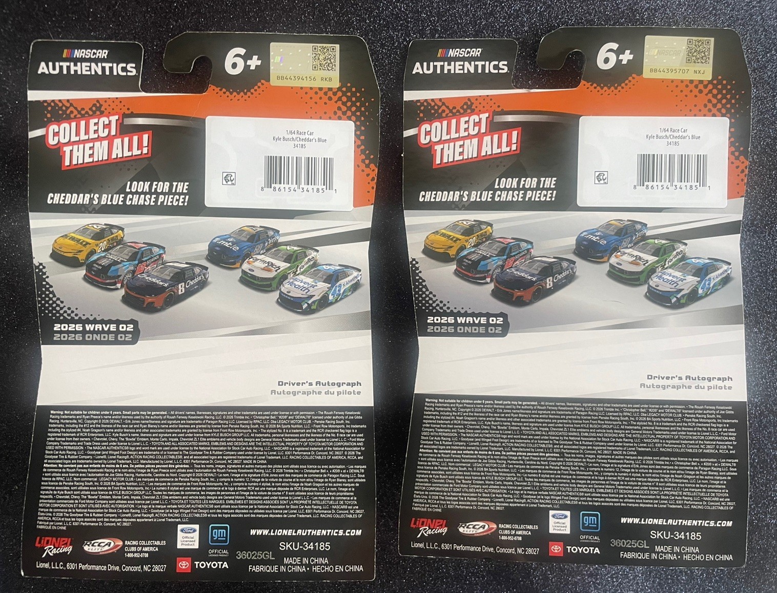 2026 NASCAR Authentics Wave 2 KYLE BUSCH CHEDDARS #8 – Blue Chase LOT OF 2
