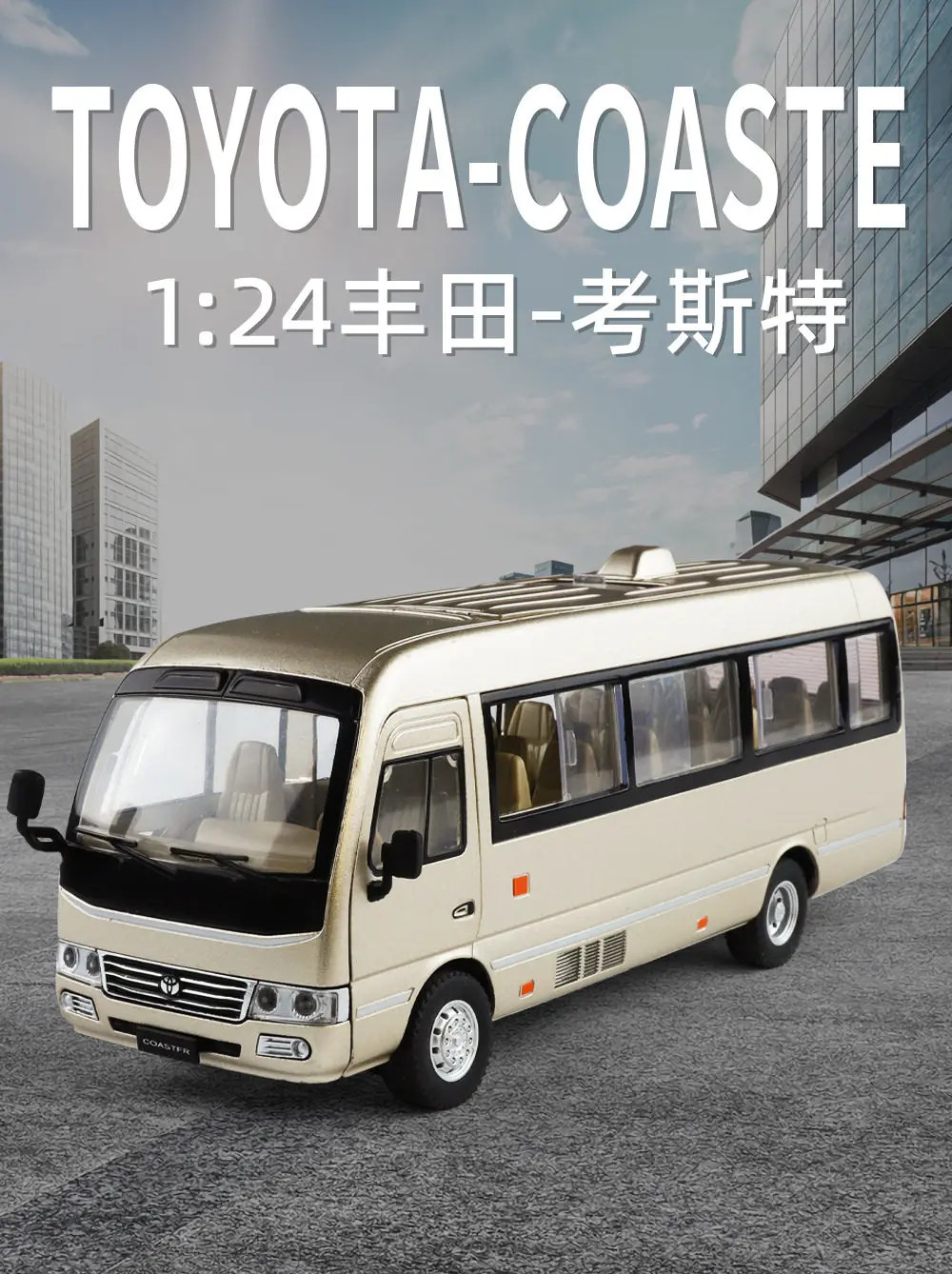 1:24 Toyota Coaster Business Shuttle Bus Alloy Diecast Model Car Home Desktop Di