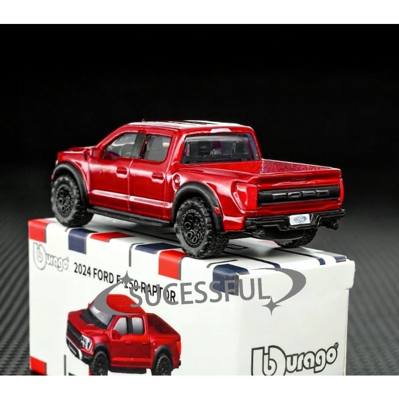 Bburago 1:64 Red 2024 Ford F-150 Raptor Pickup Truck Diecast Model