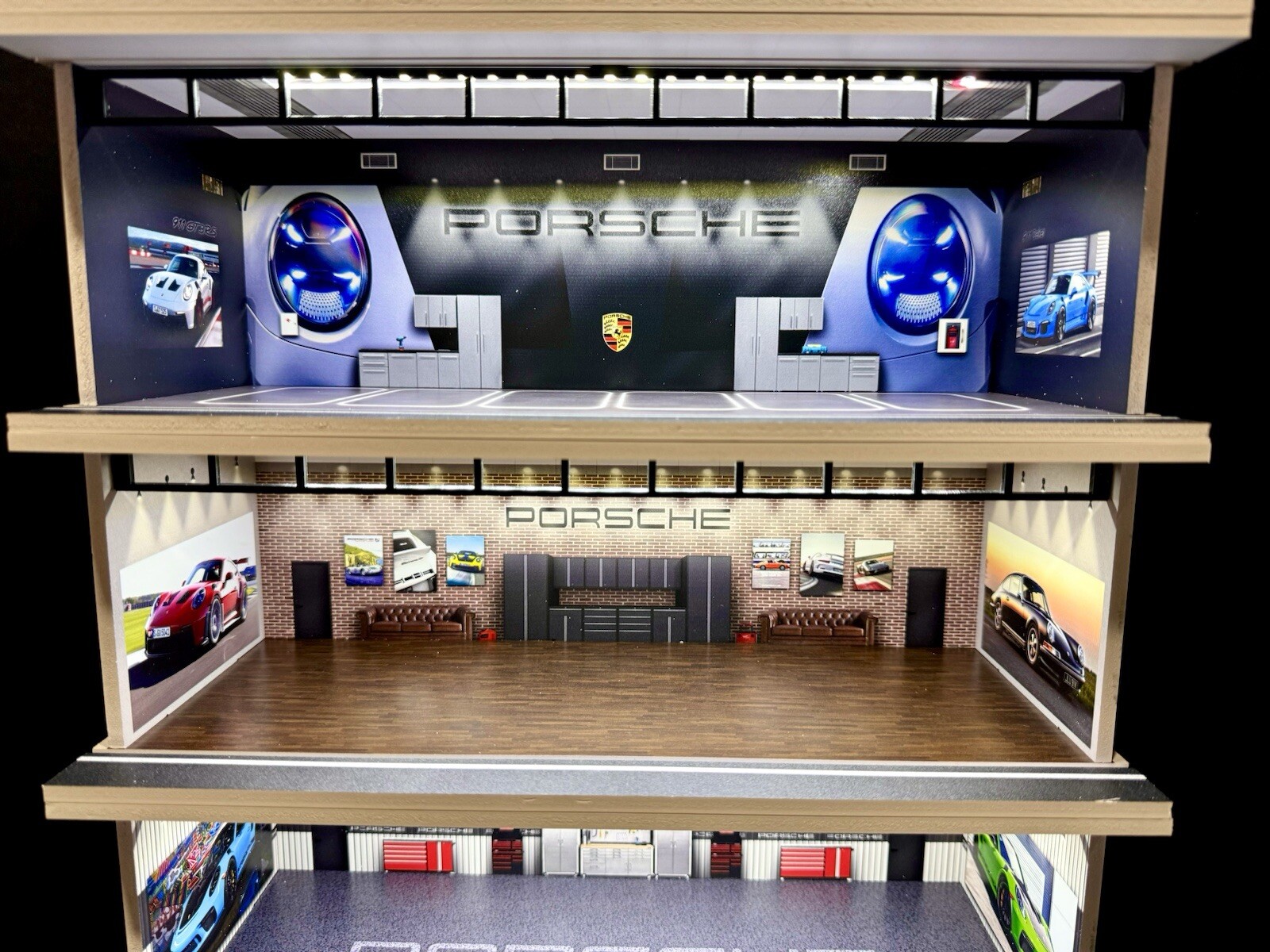 The Ultimate Porsche Diorama! For Hot Wheels 1:64 Models LED Lighting 5 LEVELS!