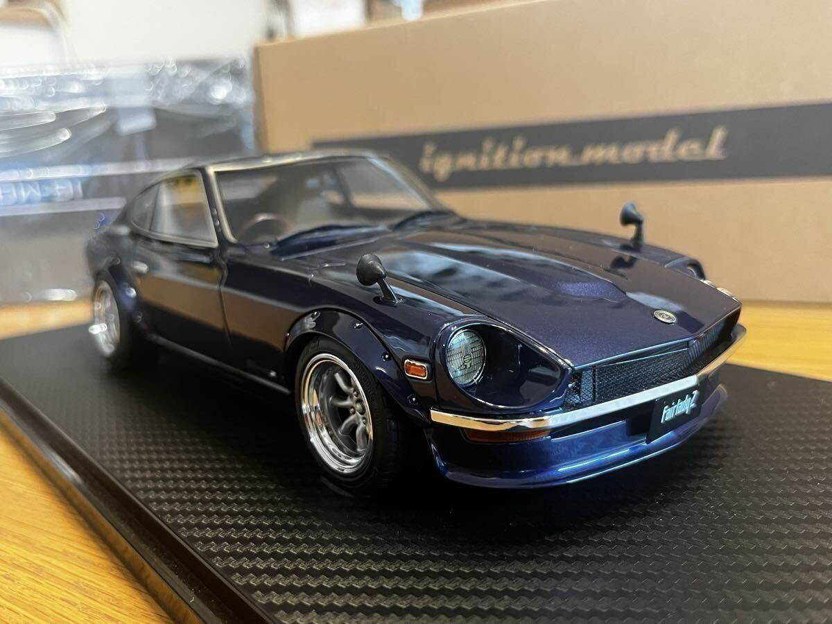 Yes Ignition Model 1/18 Nissan Fairlady Z S30 Blue Ig0179 With Clear Case /Devil