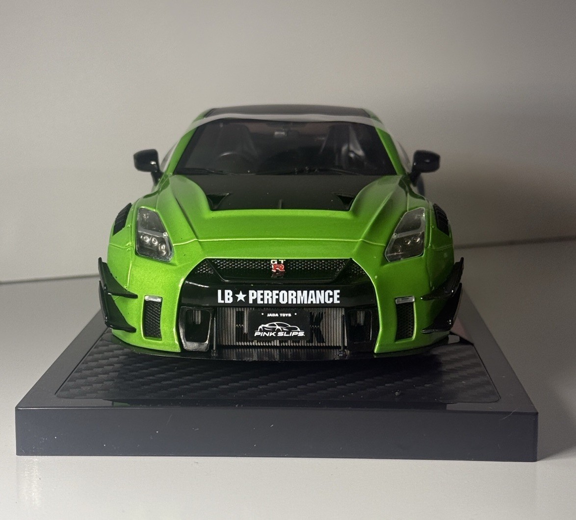 Jada Pink Slips Nissan GT-R (R35) with Liberty Walk Body Kit Green 1/18 Scale
