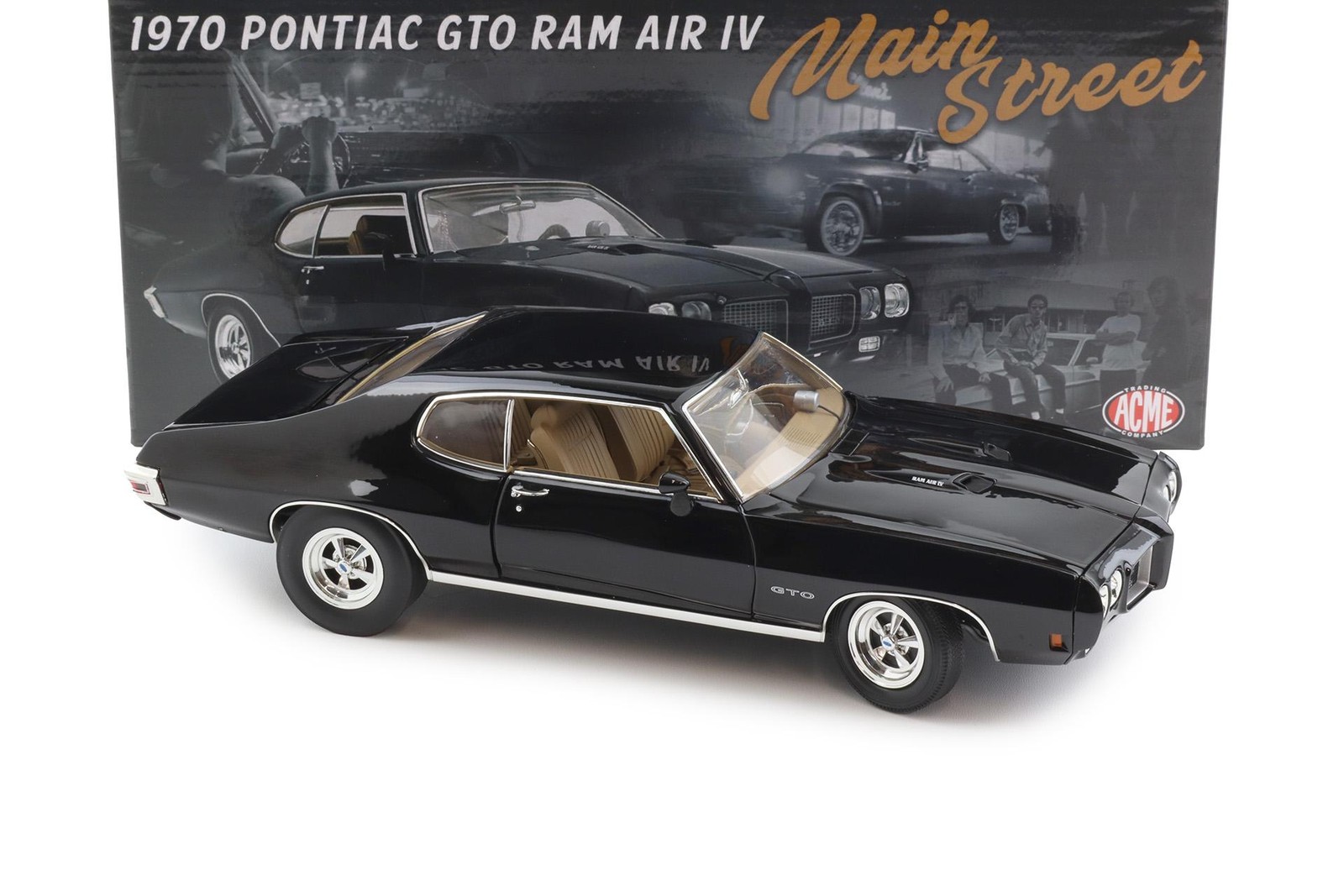 1:18 ACME PM 1970 Pontiac GTO RAM AIR IV Main Street Black Diecast A1801229