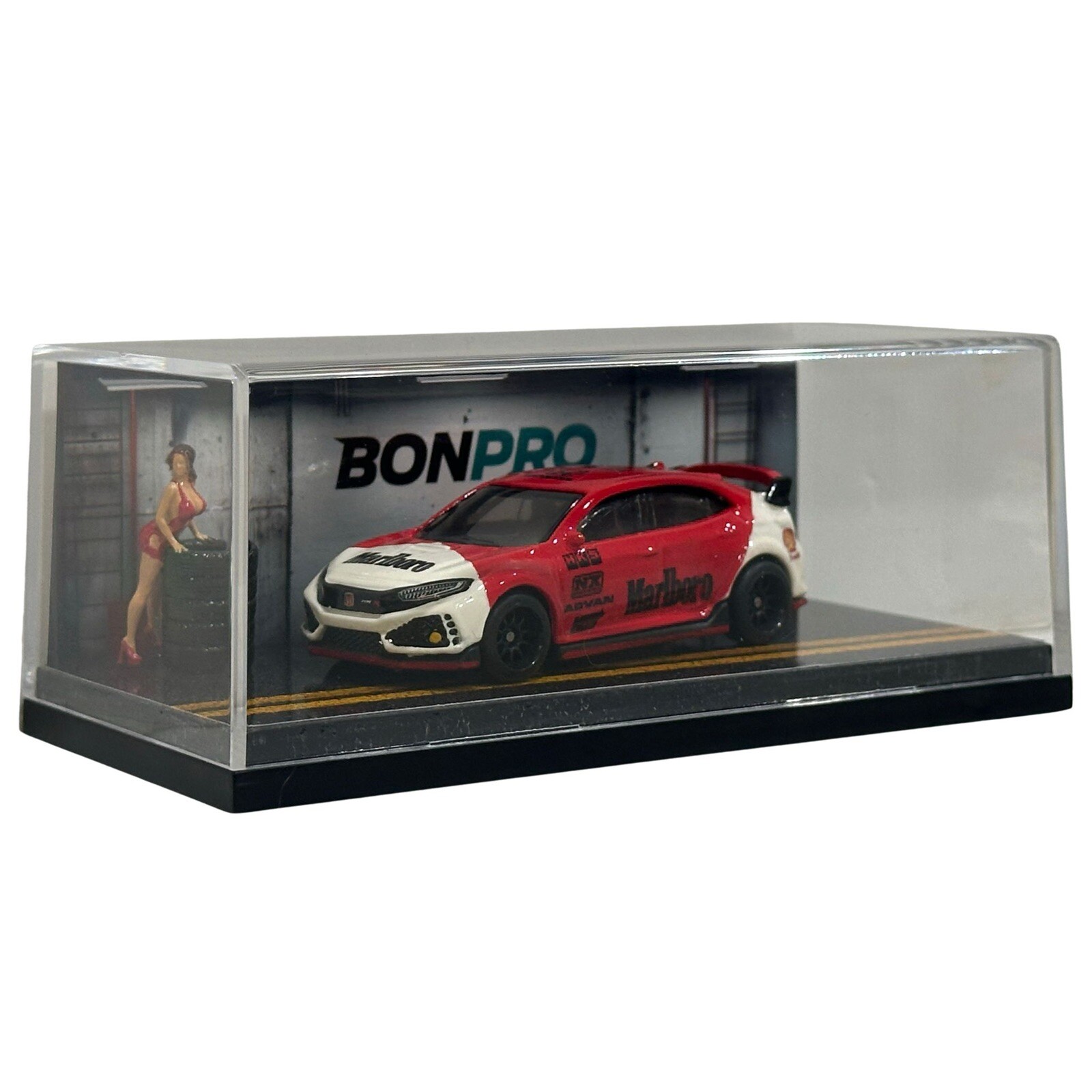 🔥🔥HOT WHEELS CUSTOM HONDA CIVIC TYPE R – MARLBORO W/ ACRYLIC CASE & FIGURE ++