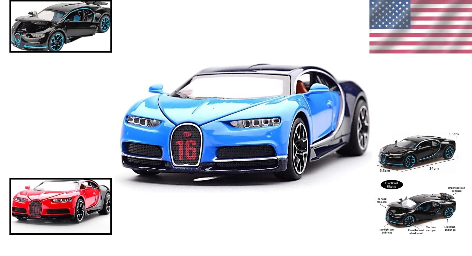 Luxury 1:24 W/B Bugatti Chiron Die Cast Car – Perfect for Kids & Collectors!