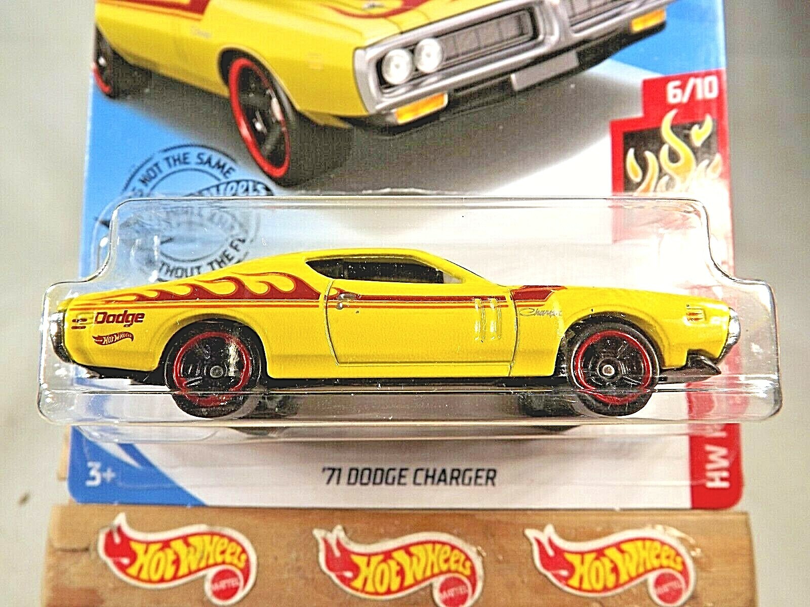 2020 Hot Wheels #188 HW Flames 6/10 ’71 DODGE CHARGER Yellow w/Black MC5 Spokes