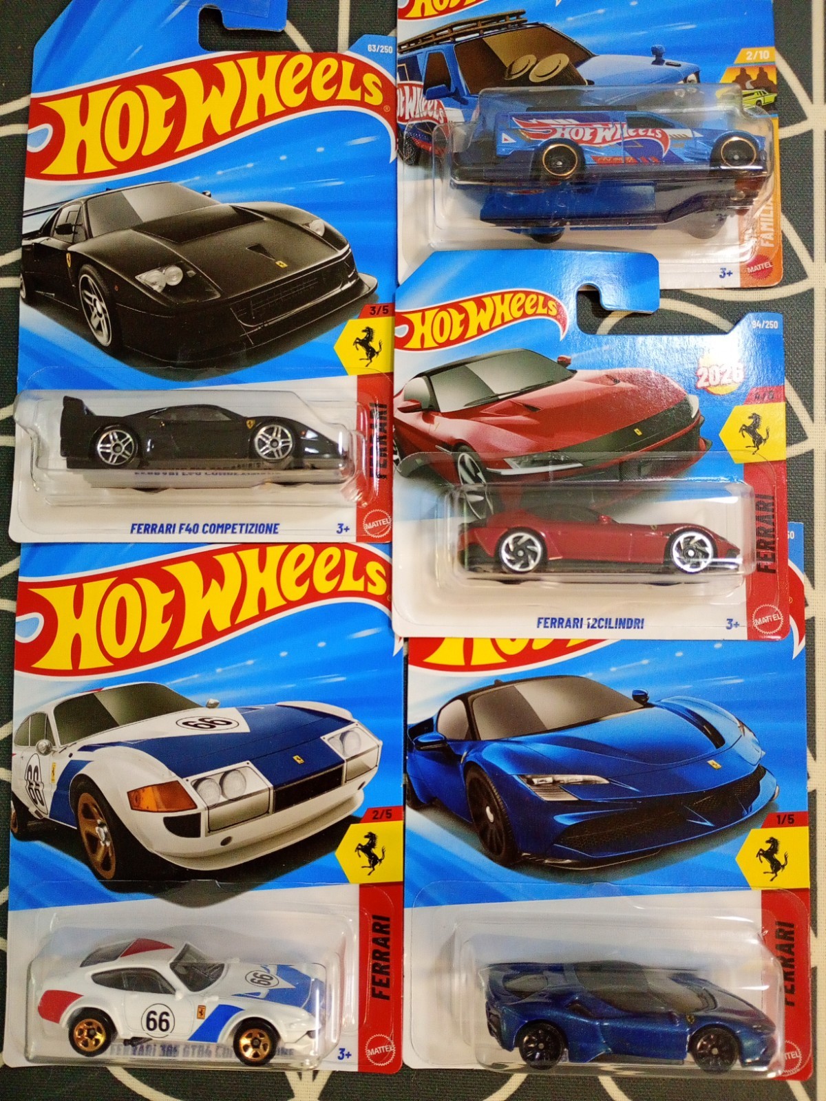 Mattel Hot Wheels Ferrari Collection SF90 365 F40 12Cilindri Time Shifter 5 CARS