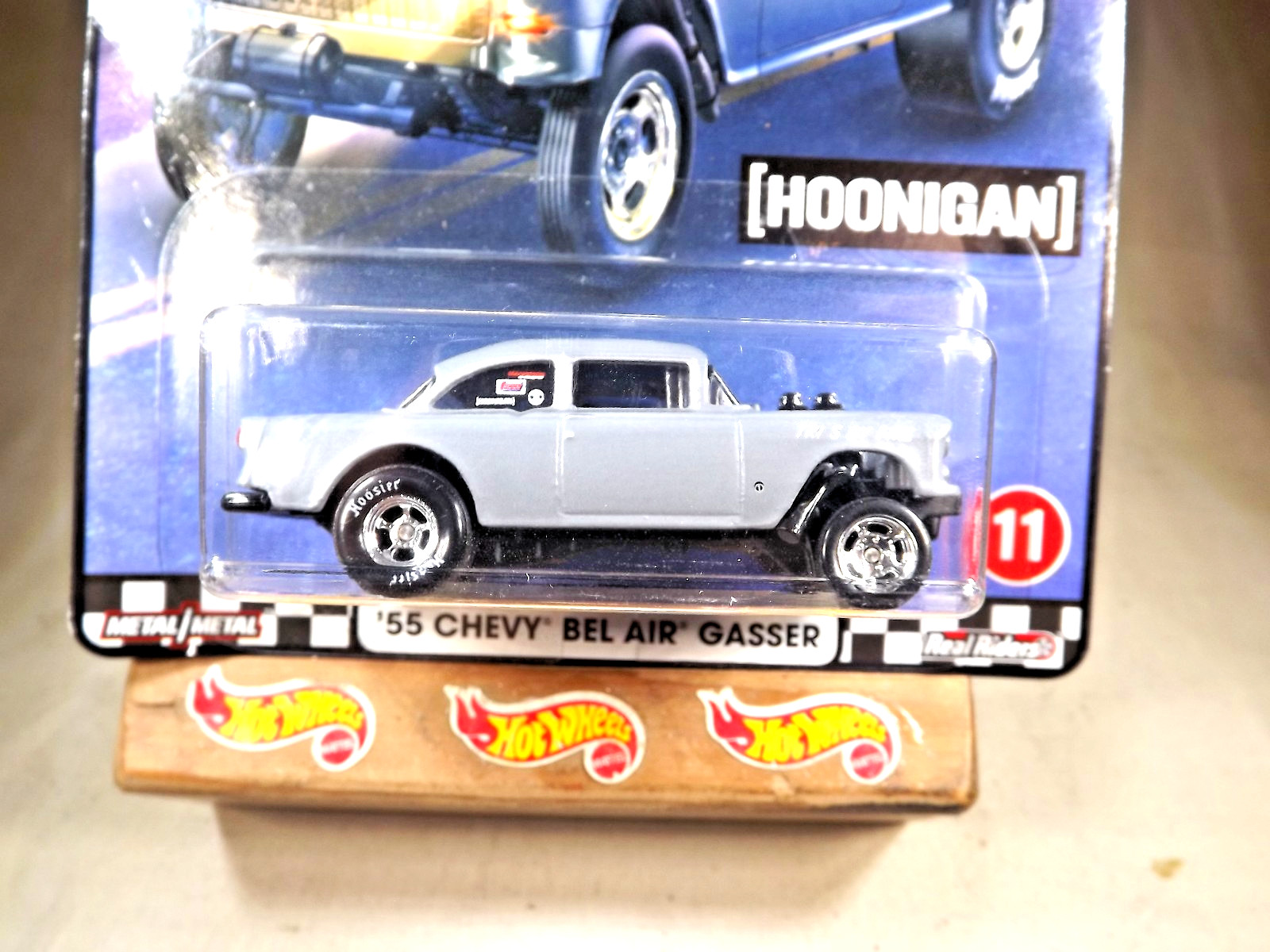 2021 Hot Wheels Premium Boulevard #11 ’55 CHEVY BEL AIR GASSER Gray w/Real Rider