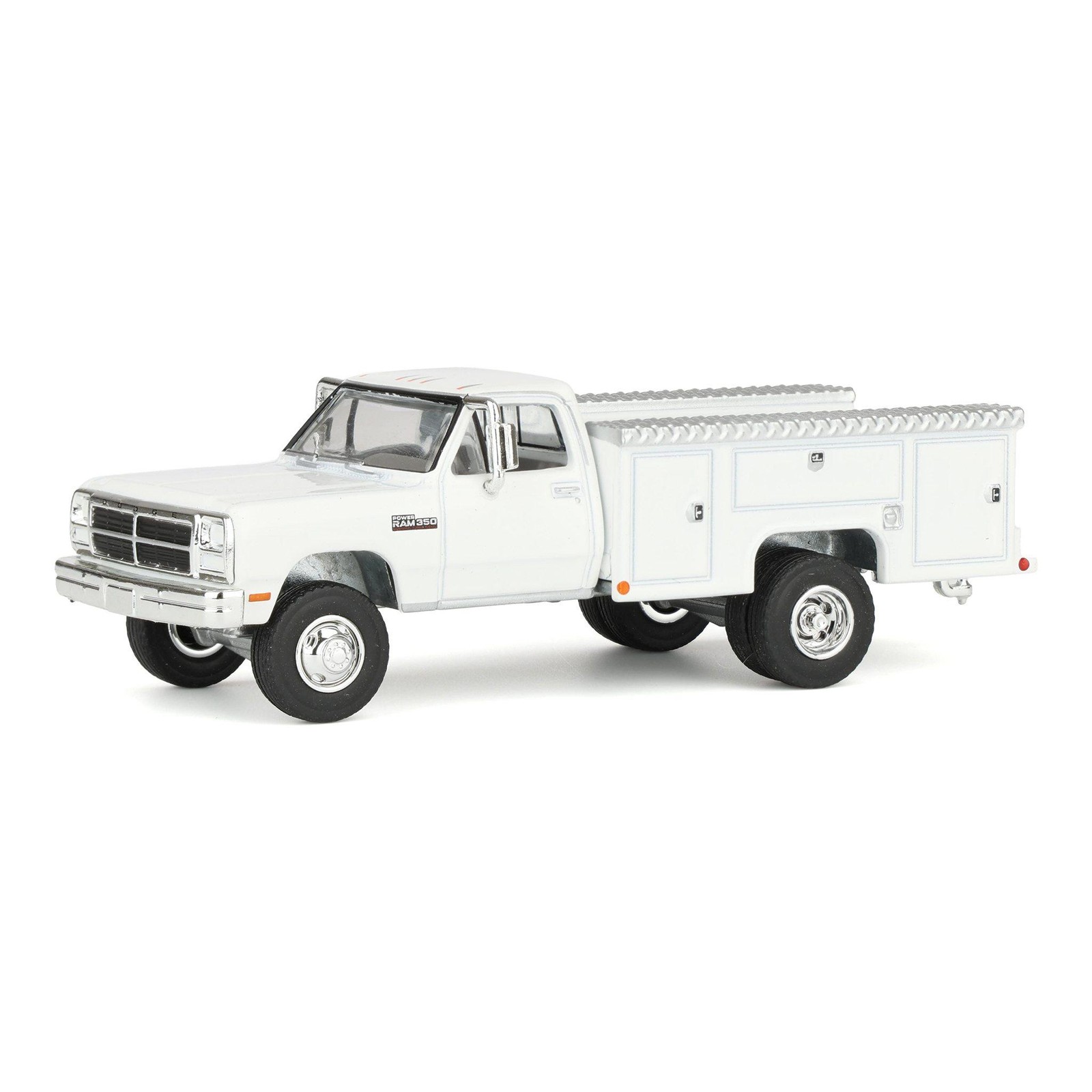 1/64 1993 Dodge Ram 350 Pickup Truck with Service Bed, White, Rick’s Auto Sales