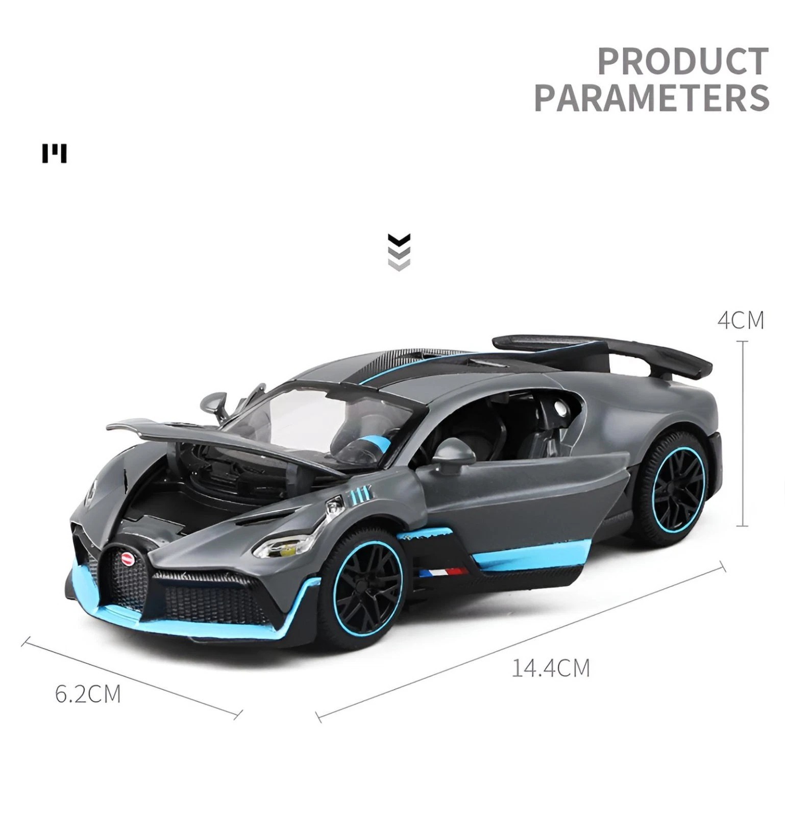1:32 Bugatti Divo Alloy Diecast Car Model – Sound Light Pull-Back Toy Gift