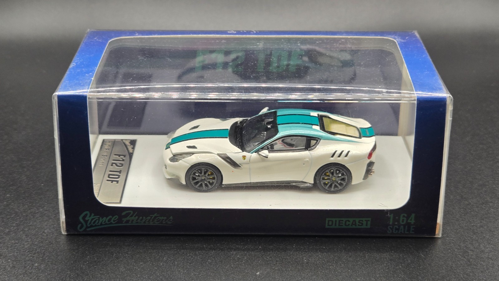 1:64 Stance Hunters Ferrari F12 TDF Supercar LTD White/green stripes 188/499