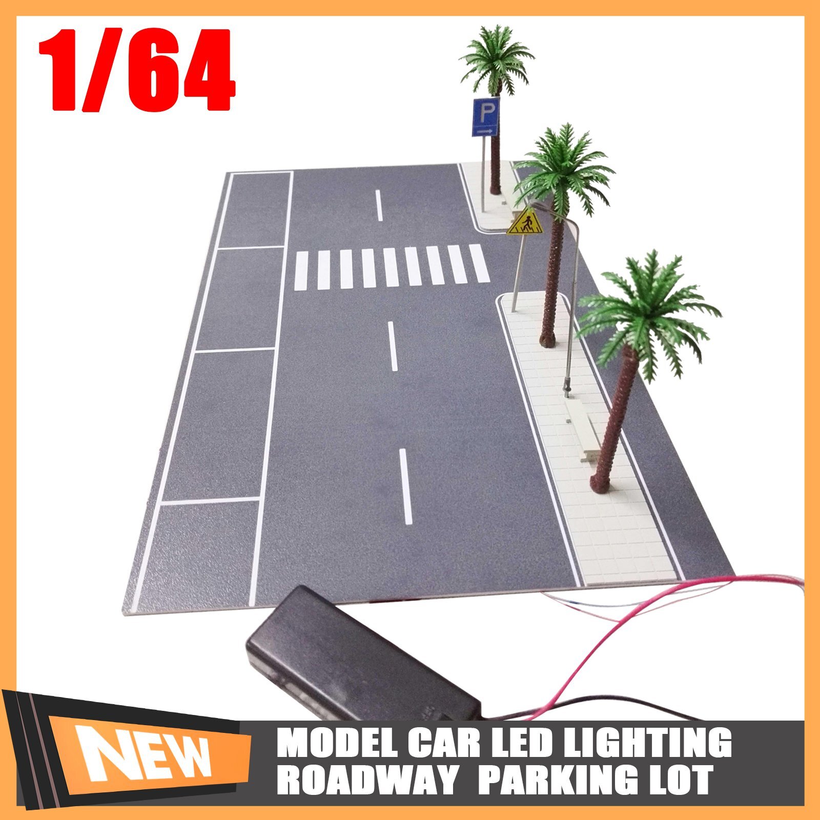 Diorama Car Parking Lot Model LED Lighting Street Road 1/64 Scene Display Model