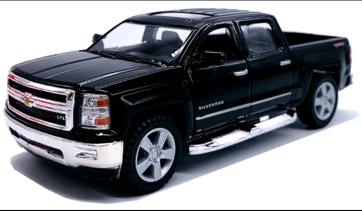 ⚫ Kinsmart 1:46 Scale 2014 Chevrolet Silverado – 5″ Diecast Toy Truck – Black