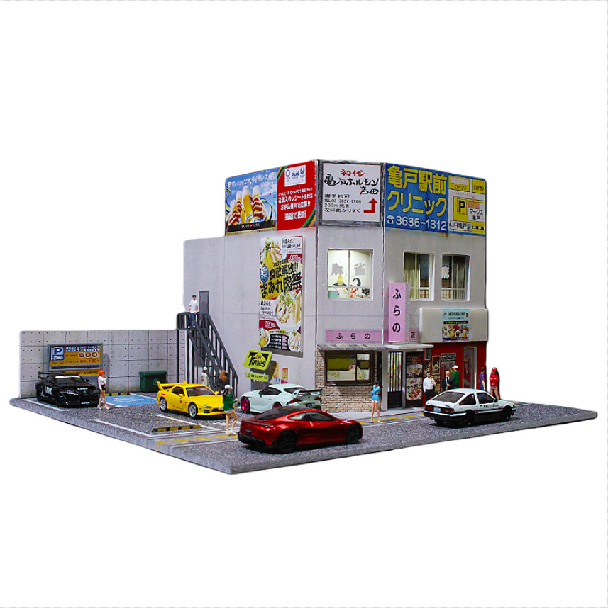 Diorama 1/64 Diecast Garage Model LED Lighting Parking Lot Display Case Scene US