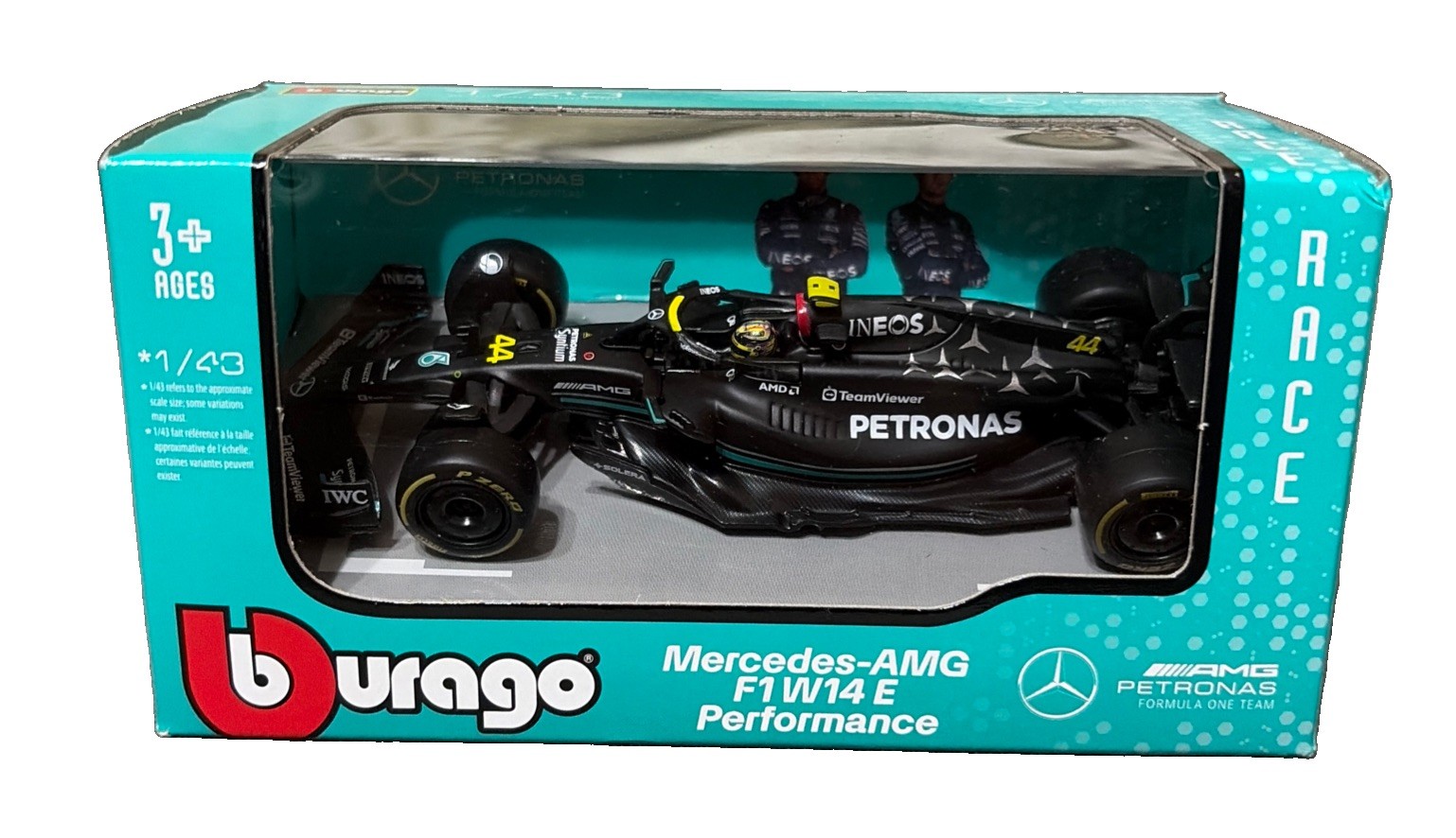 Burago 1:43 Petronas F1 Formula Mercedes AMG Lewis Hamilton and George Russell