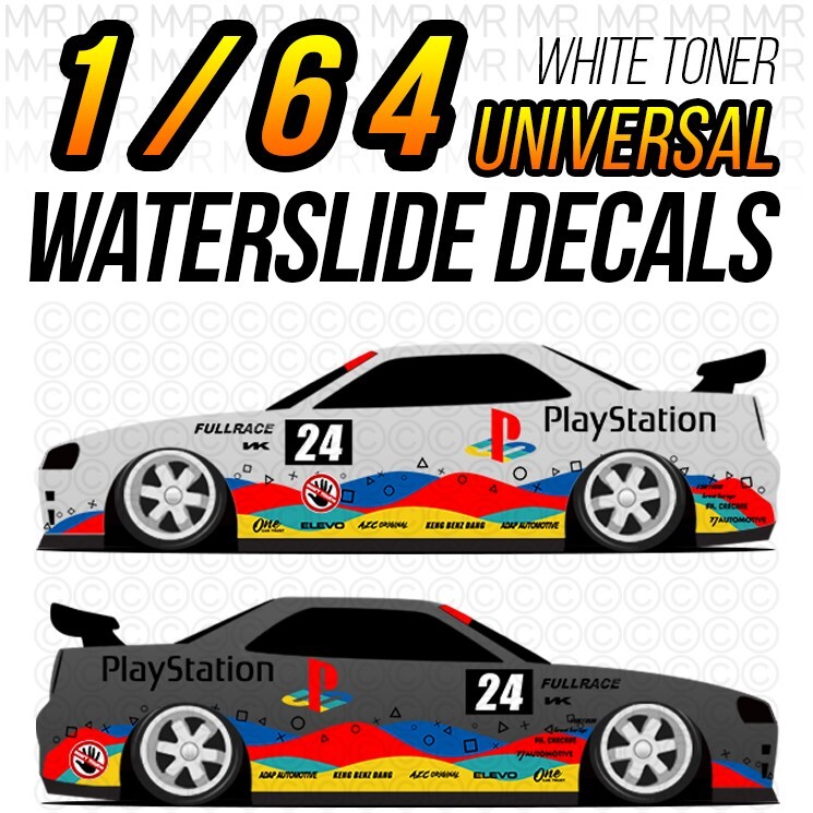 1/64 Scale PLAYSTATION XBOX White Toner Universal WaterSlide Decals Hot Wheel