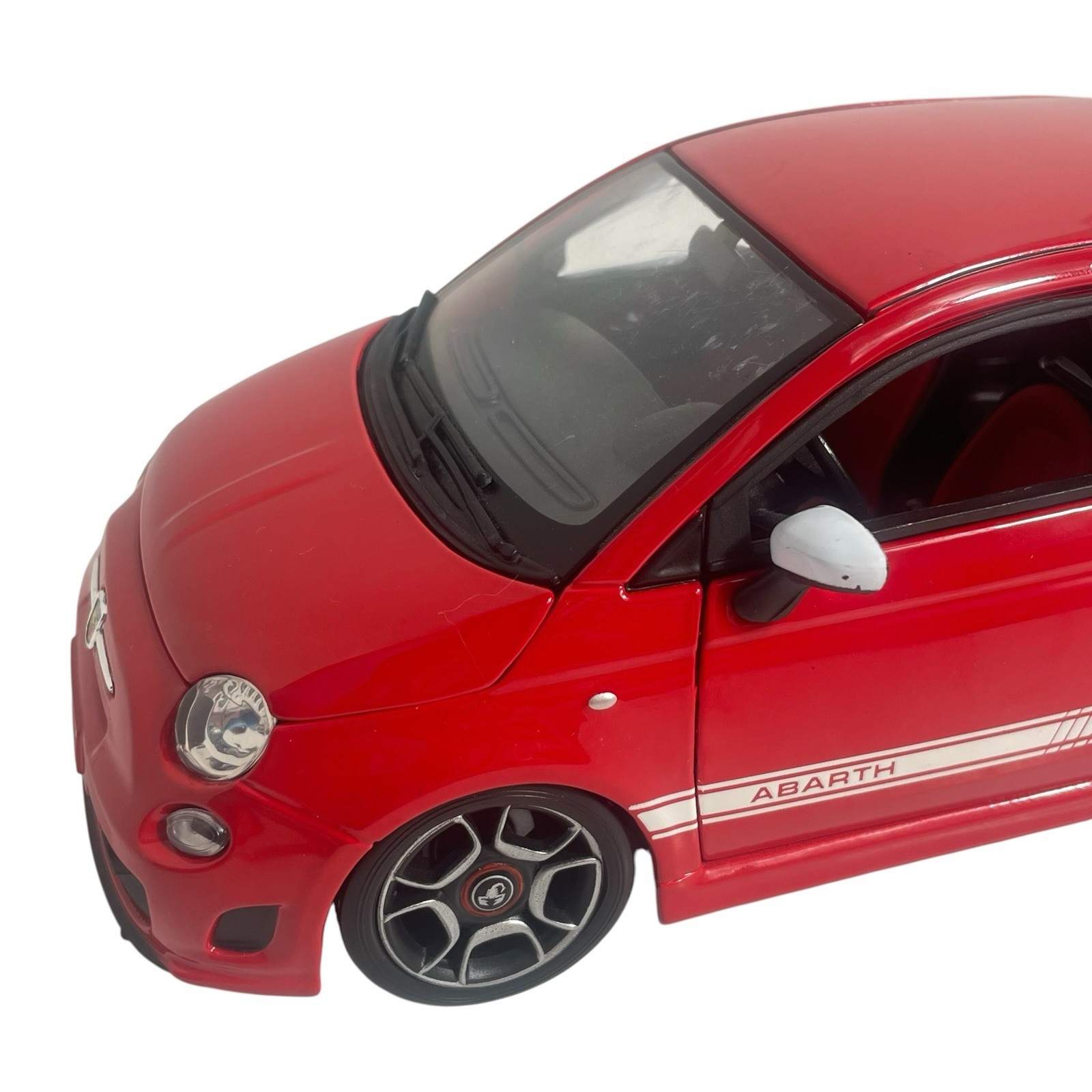 Burago Red 1/18 Abarth 500 Metal Die-Cast Detailed Model Car 7.5”L x 3.5”w x 3”h