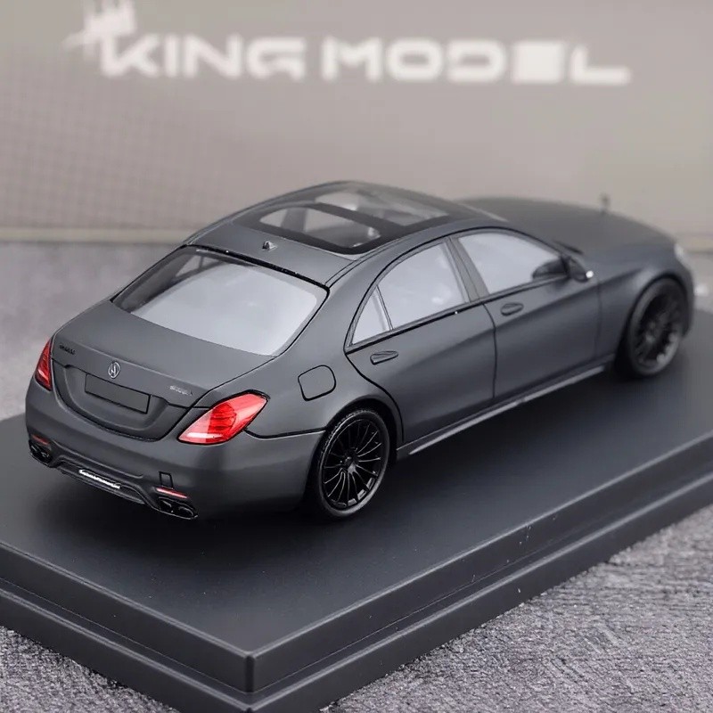 King 1:64 Matte Black AMG S65 W222 Luxury Sports Model Diecast Metal Car