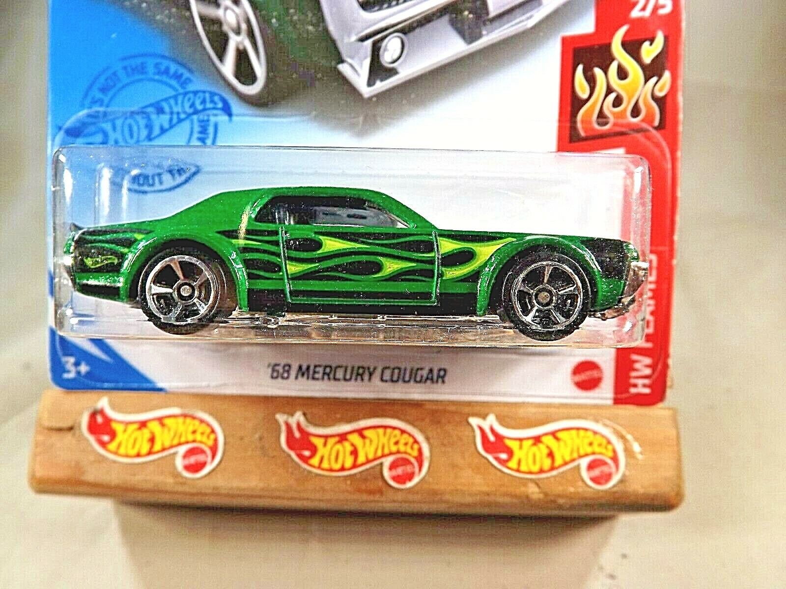 2021 Hot Wheels #207 HW Flames 2/5 ’68 MERCURY COUGAR Green w/Chrome MC5 Spokes