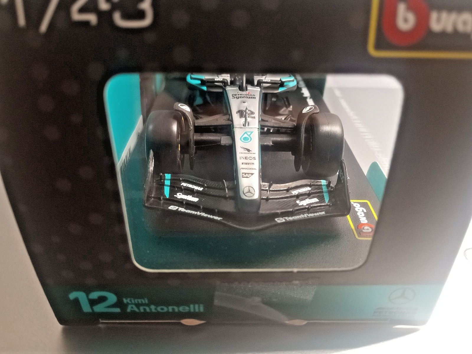 BURAGO MERCEDES-AMG F1 W16 E PERFORMANCE 1:43 SCALE ANDREA KIMI ANTONELLI #12