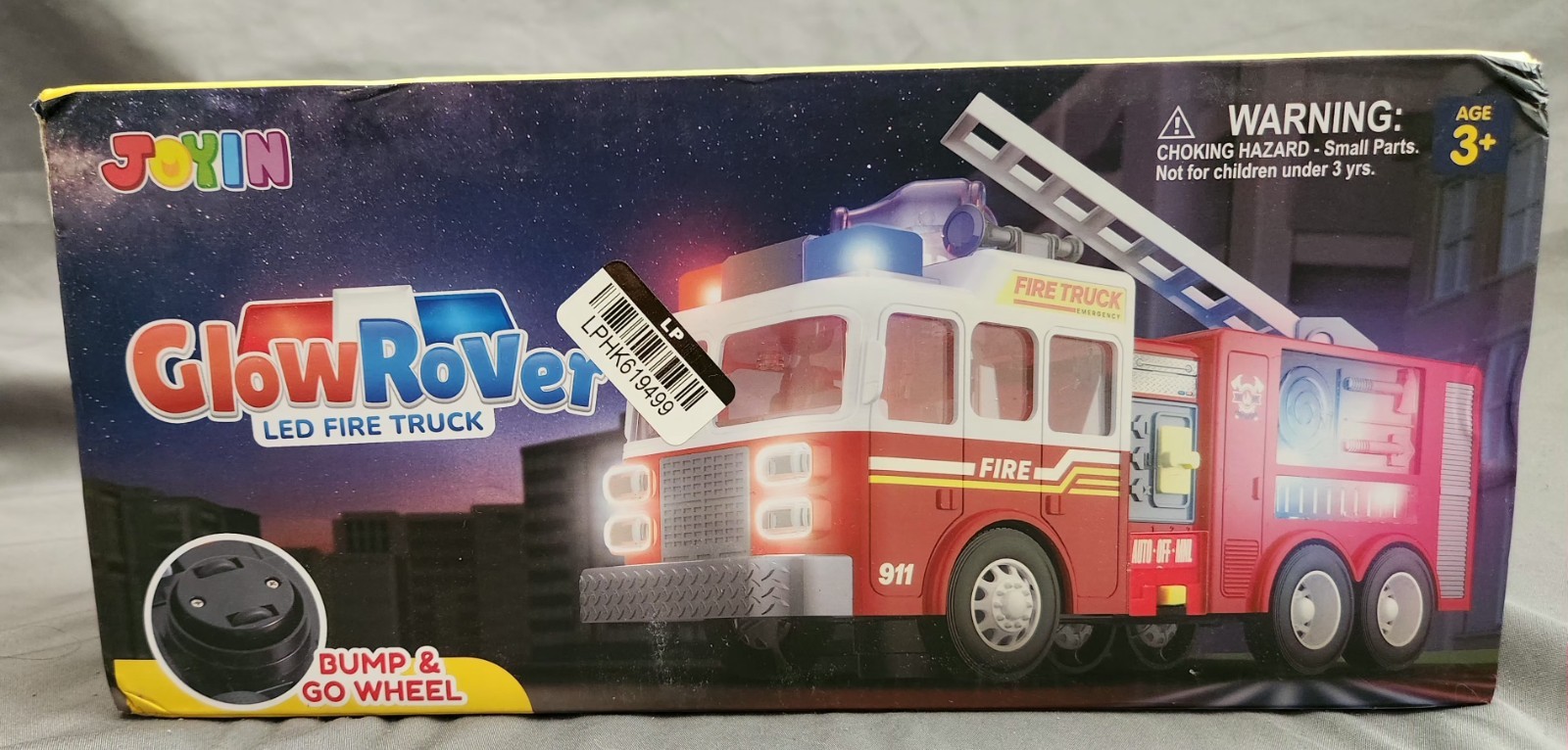 NEW GLOW ROVER LED FIRE TRUCK Toy Light Up Kids 3+ Years old JOYIN In Box
