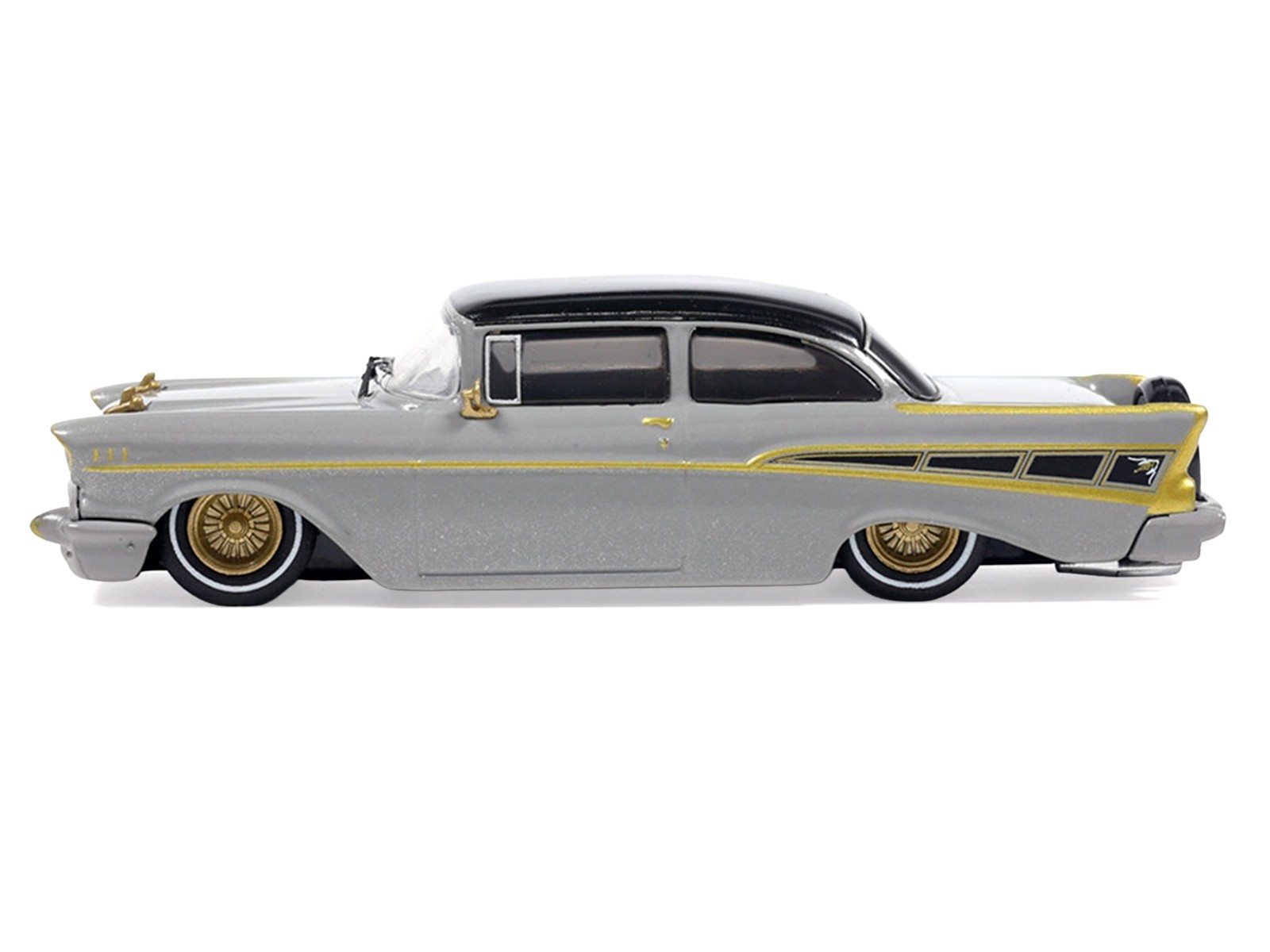 1957 CHEVROLET BEL AIR LOWRIDER GRAY 1/64 DIECAST MODEL CAR BY IXO IA64014