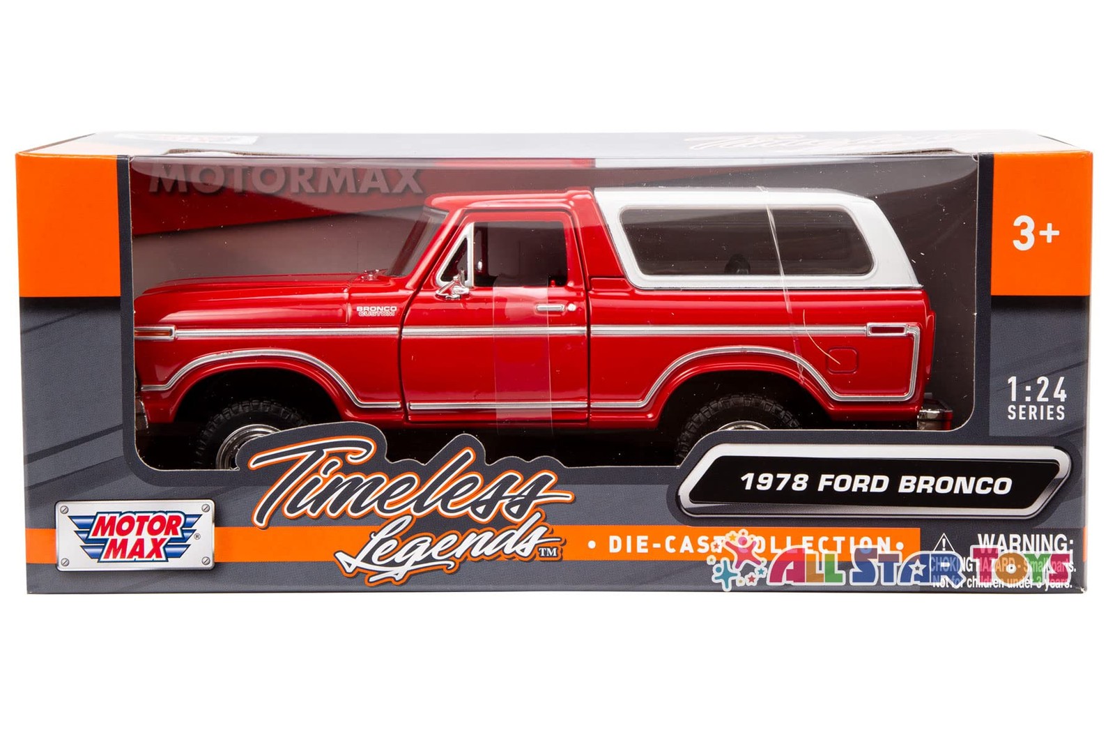 1978 Bronco 124 Diecast Model Car SUV SUT Truck Motormax 79373 Toy Auto Red
