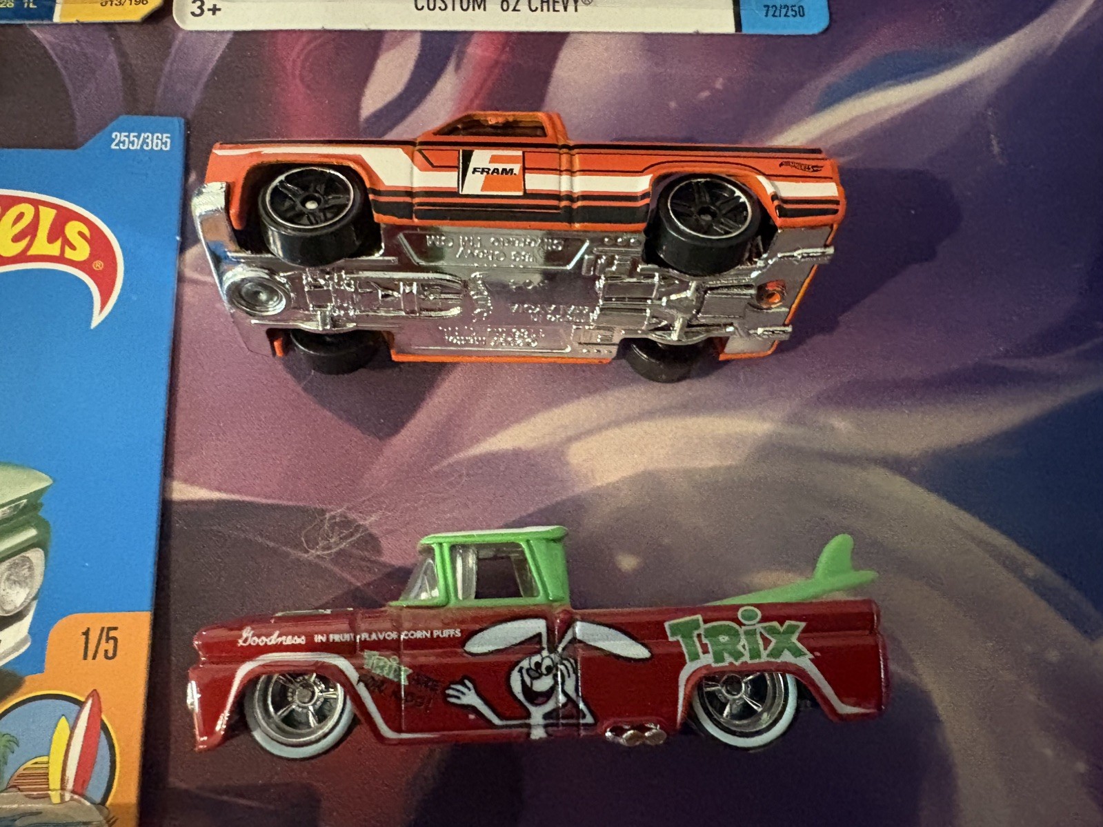 Hot Wheels Custom 62 Chevy pickup Loose and carded Lot of 7 trix/fram