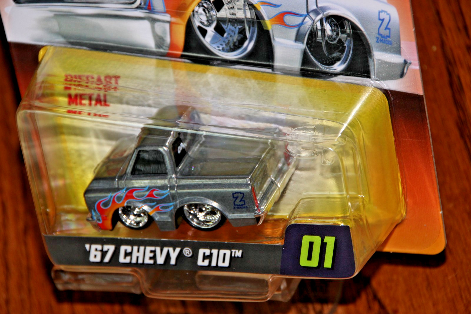 2025 CAR TUNED SERIES 9 ’67 GMC C10 PICKUP TRUCK IN LIGHT GRAY W/RED FLAMES