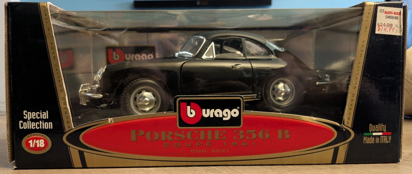 Bburago Porsche 356B Coupe 1961, Black 1/18, COD 3021, Special Collection