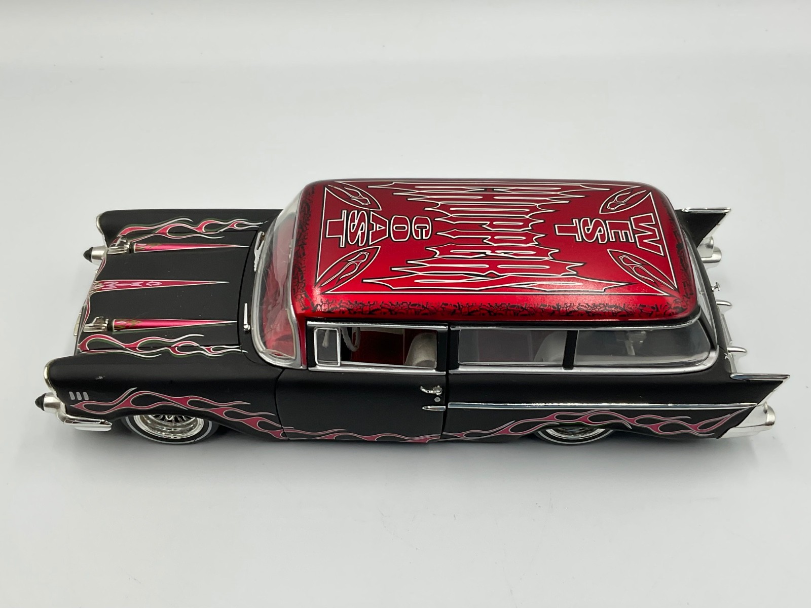 WEST COAST CHOPPERS 1957 CHEVY NOMAD LOWRIDER – MATTE BLACK – 1/24 SCALE – NICE!