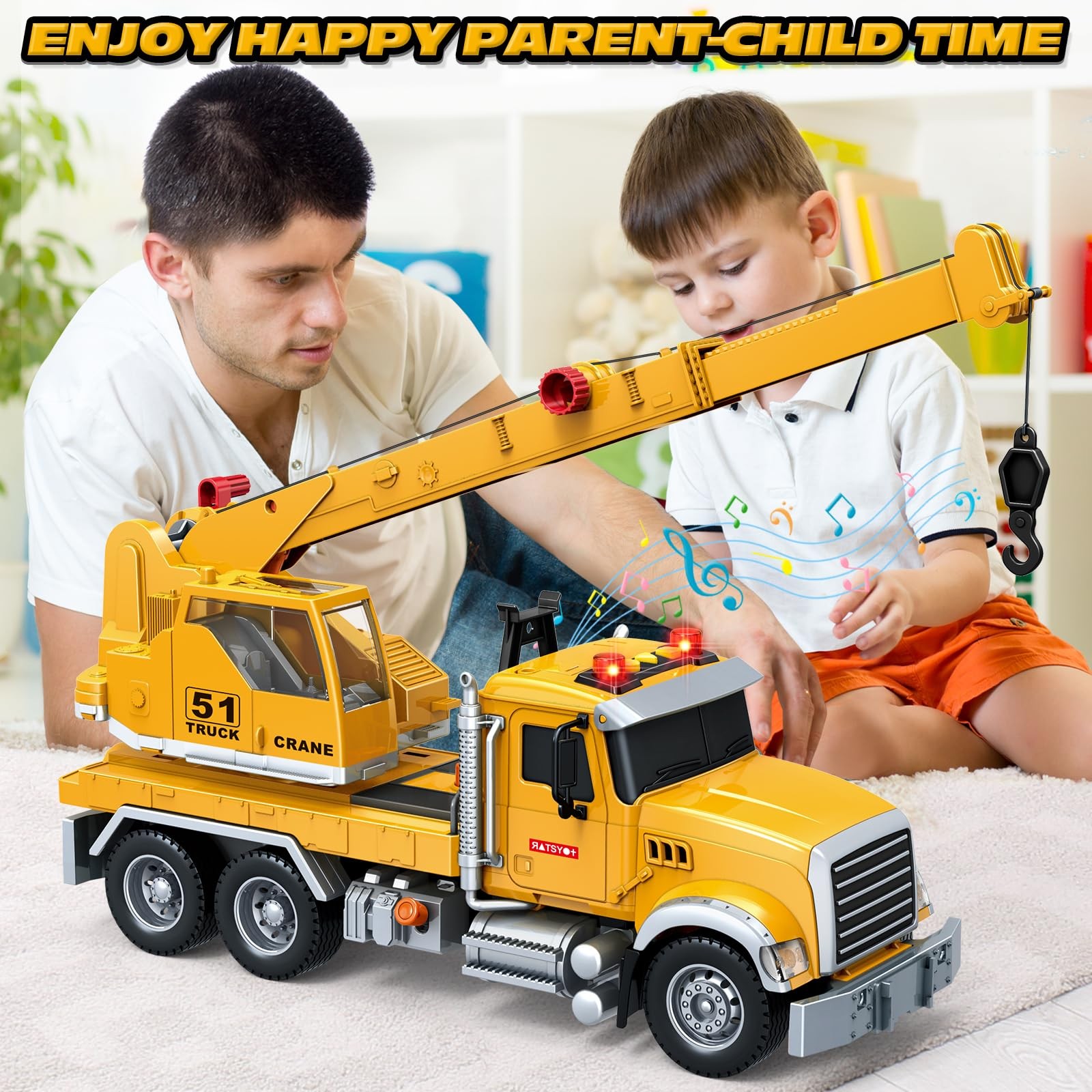 Kids Toys for 3 4 5 6 7 8 Years Old Boys, 15″ Crane Truck Toy with Lights, So…