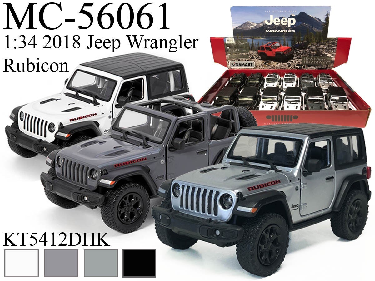 KINSMART 1:34 SCALE 2018 Jeep wrangler Hard Top DIECAST MODEL CAR (SILVER)
