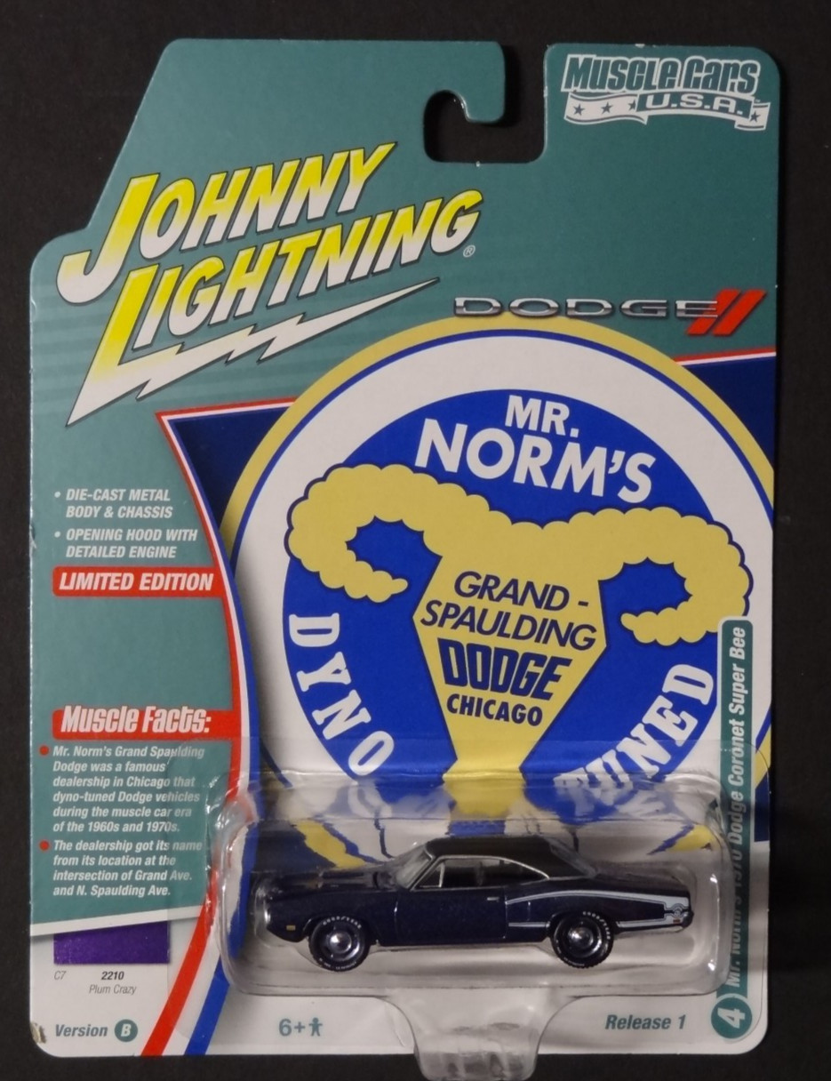 JOHNNY LIGHTNING – MUSCLE CARS PURPLE – 1970 DODGE CORONET SUPER BEE – R1 VB