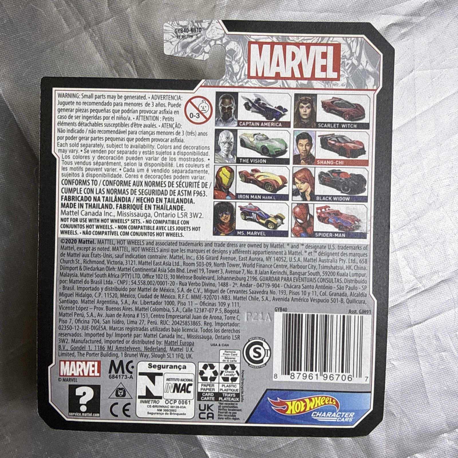 2021 Hot Wheels MARVEL Character Cars Set of 8 New GJH91