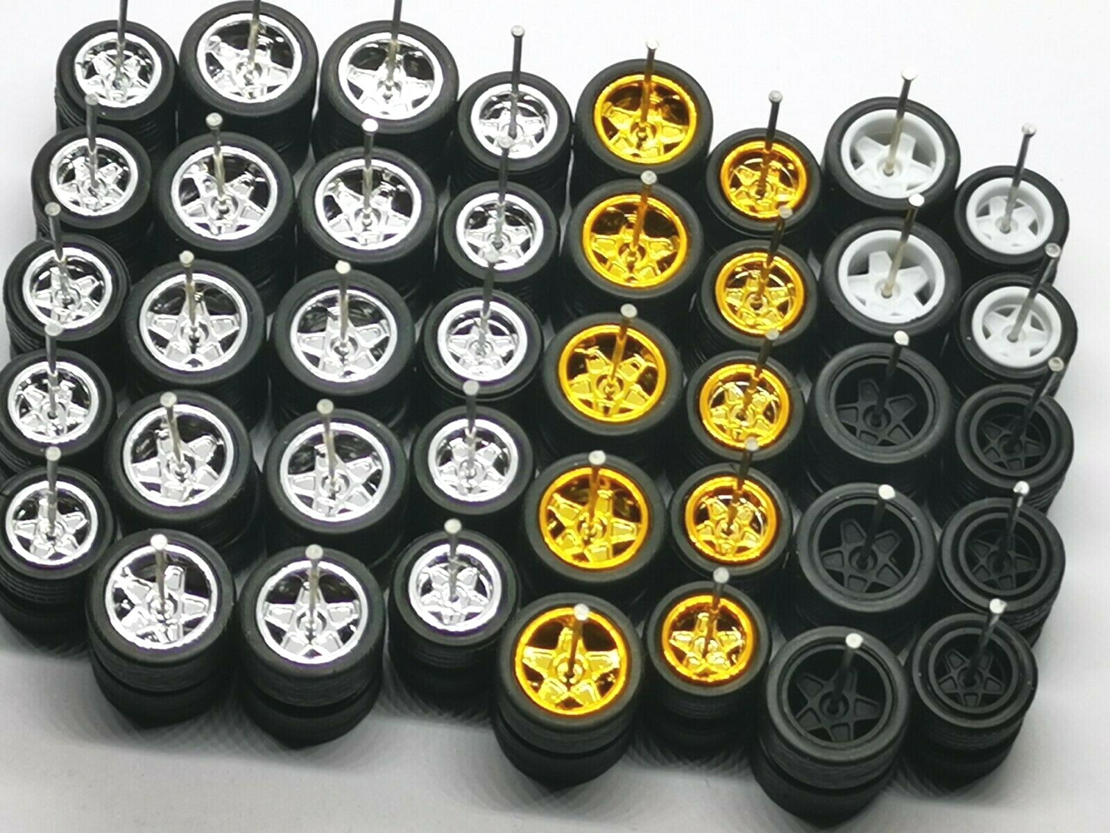 5 Star 10/ 12 mm 4 colors MIX Long Axle 1:64 Rubber Tires 20 Sets