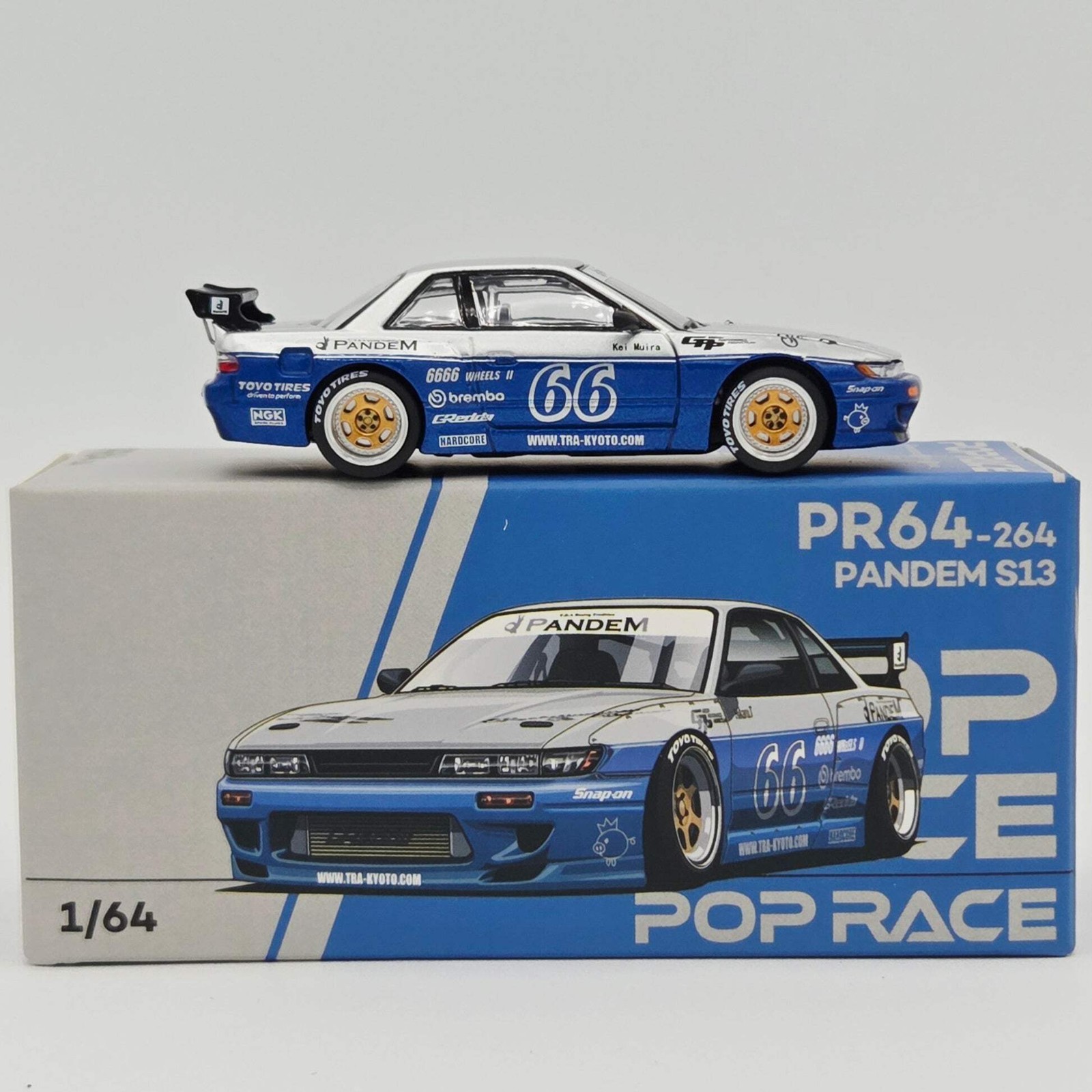 Pop Race Pandem Nissan Silvia S13 – 1:64, Moontech Blue (2026)