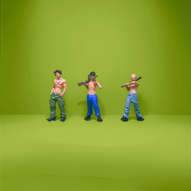 Diorama 1/64 Gang Members Robber Figure Model Garage Scene Doll Model Accessory