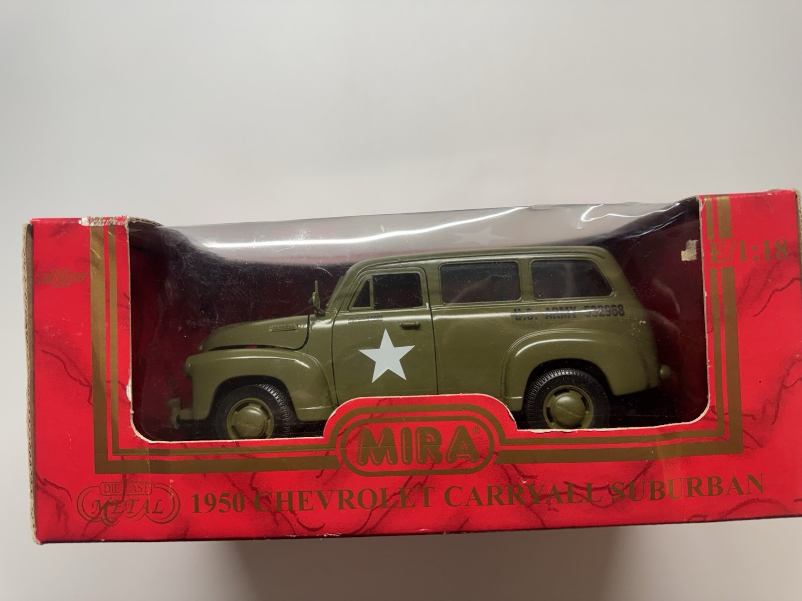 🇺🇸Mira Chevrolet Carryall Suburban 1950 US Army Green 1:18 Diecast🇺🇸